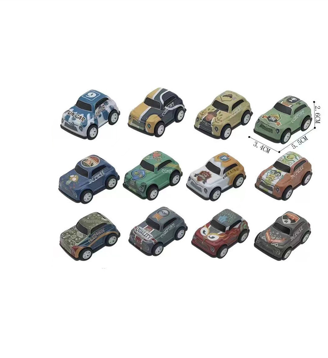 The best gift for children A box of 12 pieces  metal mini veteran car pull-back  die-metal pull-back sports car