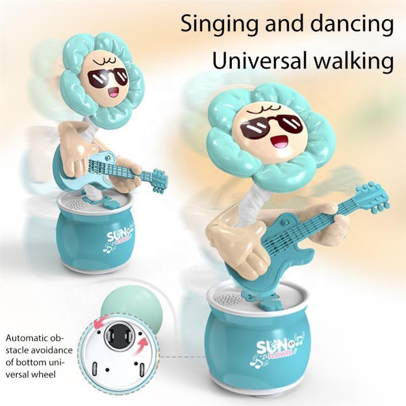 New Arrivals Sunflower Music Dancing Flower Toys Kids Electric Glide Dancing Sunflower Doll Toy Baby Learning Funny Toys