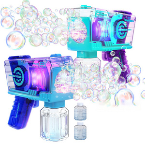 Cool Light Up Transparency Bubble Gun Machine Toys For Kids Party Bubble Blower Maker Toy Summer Soap Water Toys