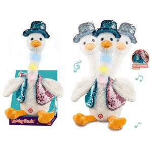 Novelty Electric Dancing Musical Duck Plush Toy Singing Repeat Talking Stuffed Animal Toys Baby Soothing Soft Doll Toys