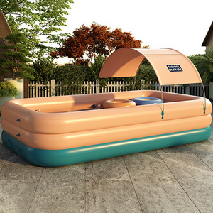 Large Size Paddling Inflatable PVC Swimming Pool Outdoor Automatic Inflatable Tanning Tub Rectangular SPA Water Pool Piscine