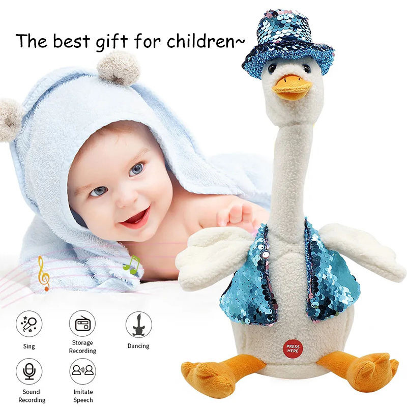 Novelty Electric Dancing Musical Duck Plush Toy Singing Repeat Talking Stuffed Animal Toys Baby Soothing Soft Doll Toys