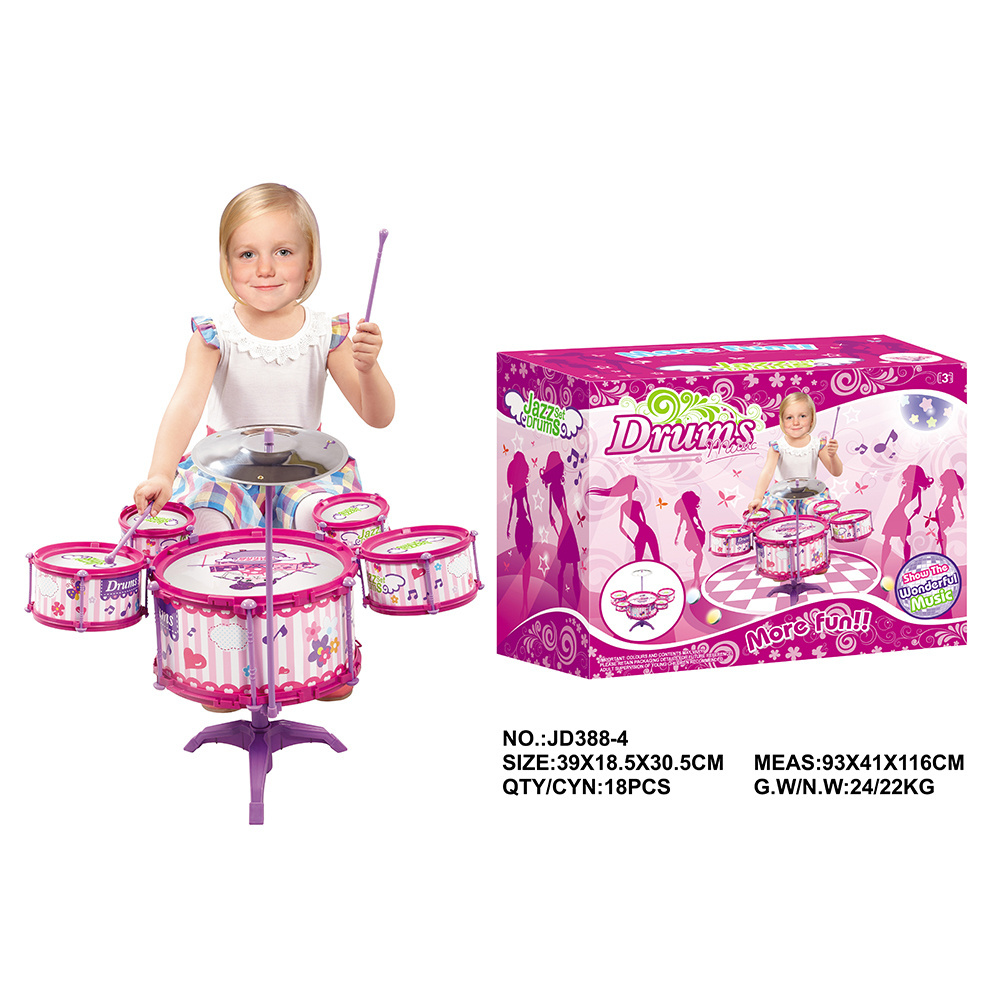 Modern Design Musical Instrument Toy Rock Roll Jazz Drum Set Drum Kit For Kids Drum Play Set Toy With Stool