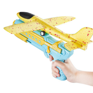 Kid Summer Outdoor Flying Plane Gun Toy 4 In 1 Ejection Foam Flying Glider Airplane Soft Bullet Paint Ball Gun Shooting Toys Set