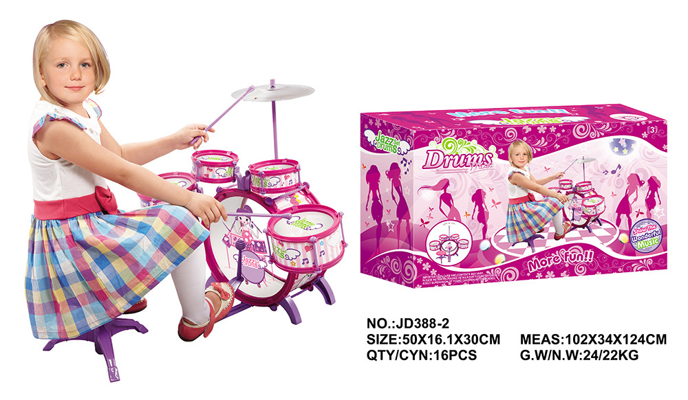 Modern Design Musical Instrument Toy Rock Roll Jazz Drum Set Drum Kit For Kids Drum Play Set Toy With Stool