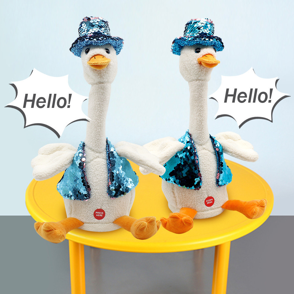 Novelty Electric Dancing Musical Duck Plush Toy Singing Repeat Talking Stuffed Animal Toys Baby Soothing Soft Doll Toys