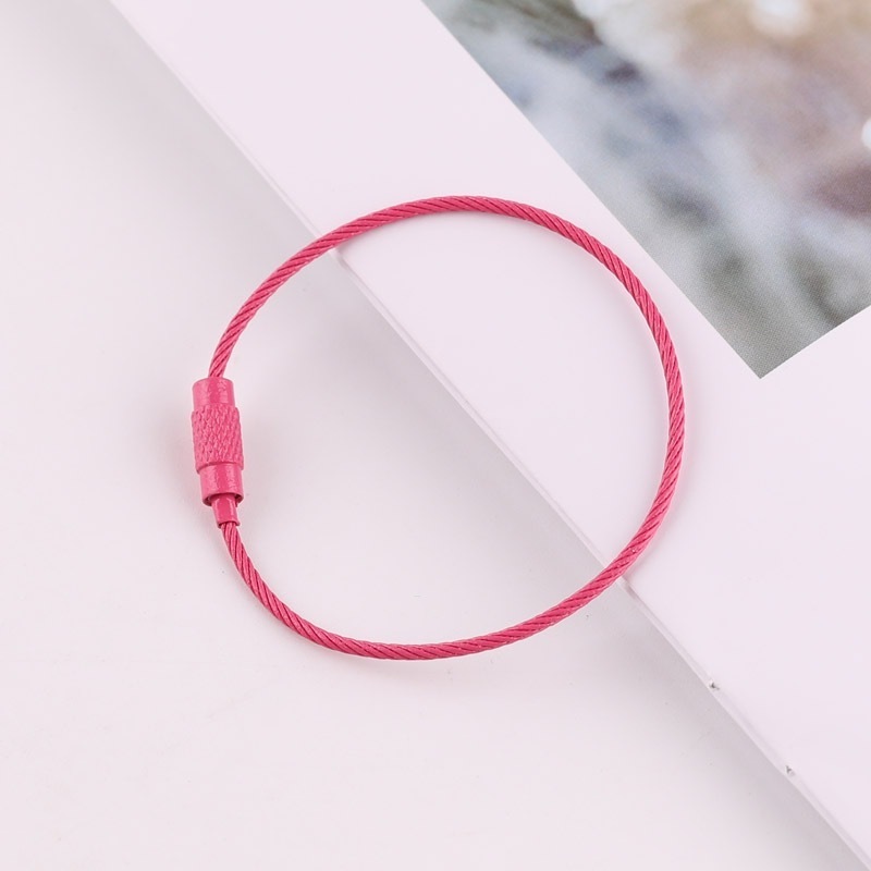 Stainless Steel Wire Key chain Cable Metal Key Ring Enamel Color cable key ring screw wire key ring