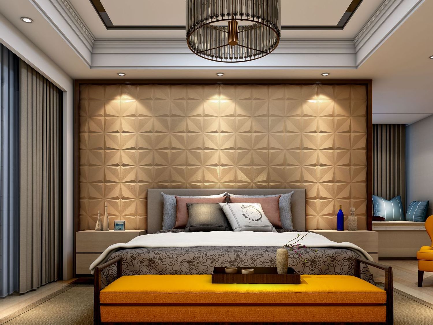 Interior Decoration 3D Wall Cladding  Headboard Leather Wall Panel