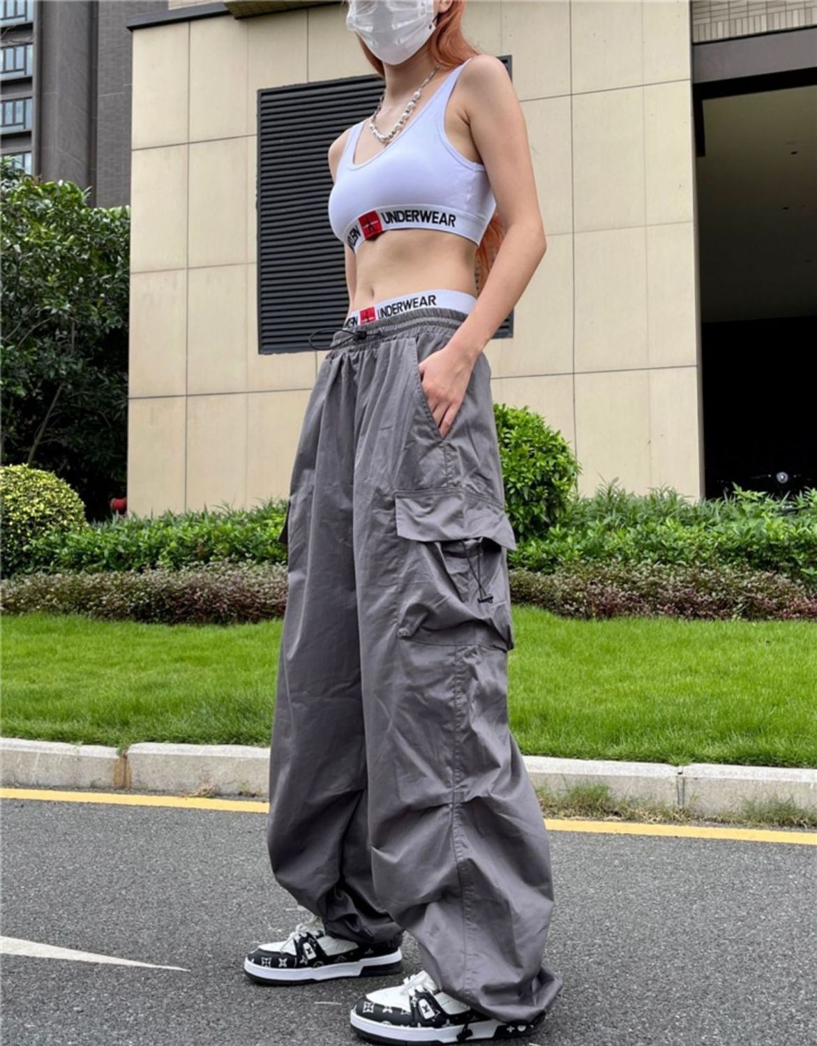 Y2K Parachute Pants Women Hippie Streetwear Oversize Pockets Cargo Trousers Harajuku Techwear Wide Pantalones