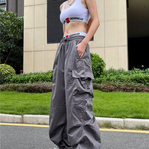 Y2K Parachute Pants Women Hippie Streetwear Oversize Pockets Cargo Trousers Harajuku Techwear Wide Pantalones