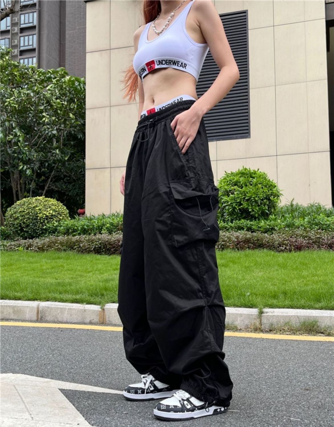 Y2K Parachute Pants Women Hippie Streetwear Oversize Pockets Cargo Trousers Harajuku Techwear Wide Pantalones