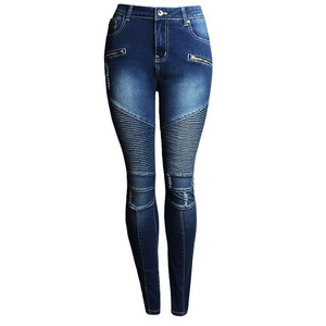 trendy patchwork bicycle hole slim elastic women's jeans pencil pants boy friendes patch skinny jeans women private label jeans