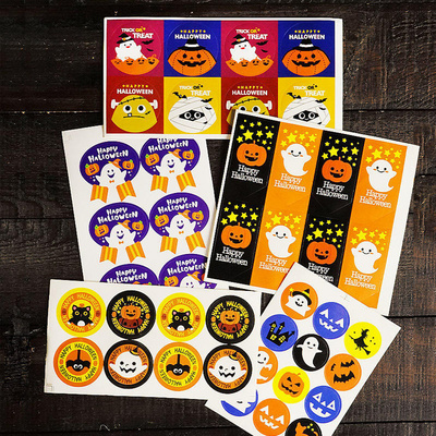 Halloween decoration stickers Custom pumpkin Ghost bat Owl self-adhesive seal sticker candy bag packaging stickers