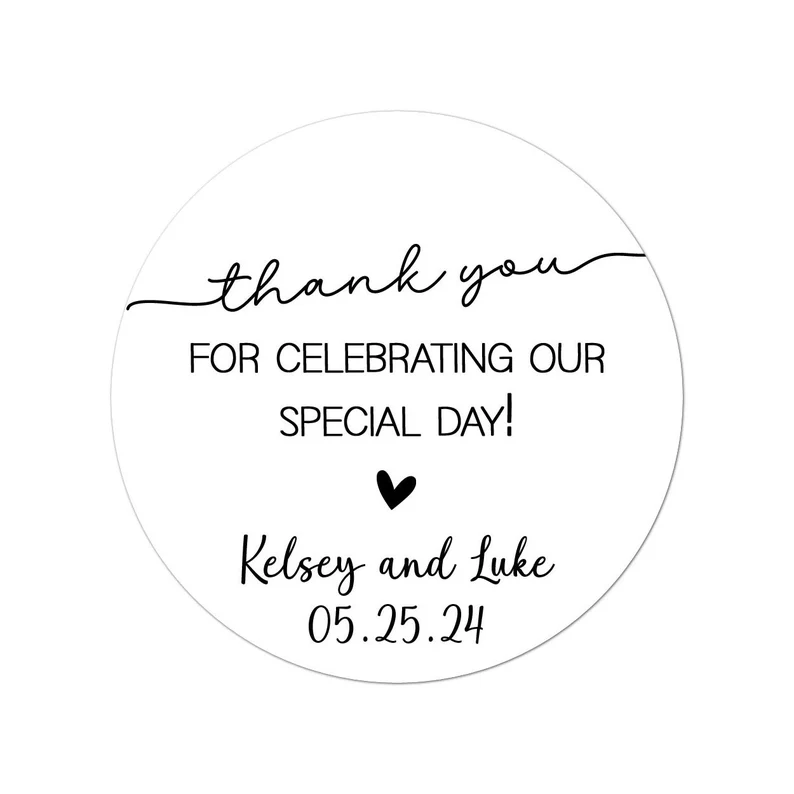 A Sweet Thank You Labels  Round White Matte Stickers  Wedding Snack Bag Sweets Desserts Favors Stickers