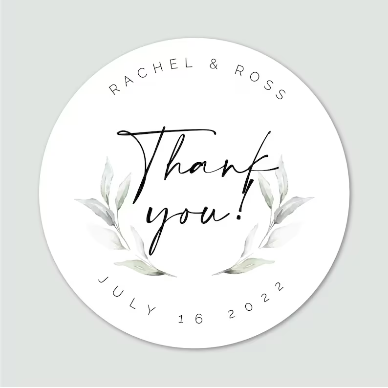 A Sweet Thank You Labels  Round White Matte Stickers  Wedding Snack Bag Sweets Desserts Favors Stickers