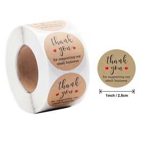 Gift Bag Packaging Box Custom Logo Kraft Paper Adhesive Circle thank you stickers Label Roll for small business