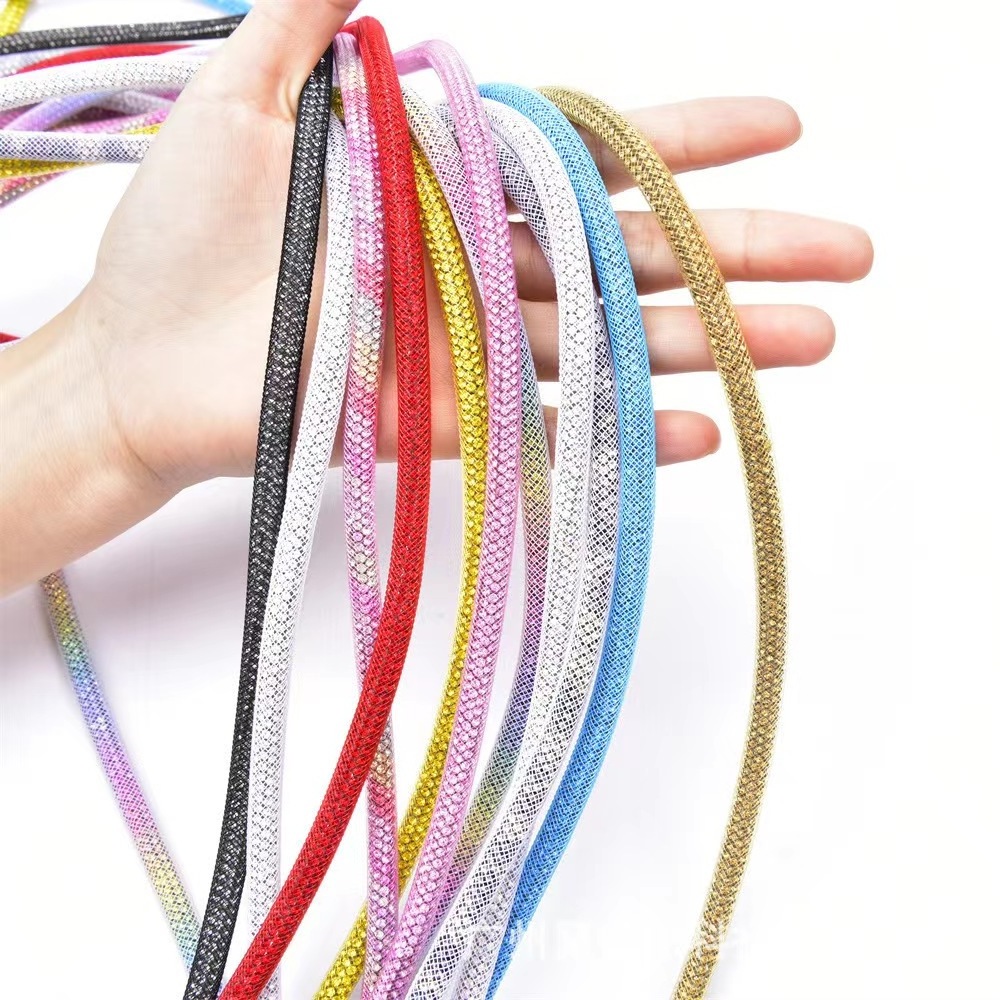 Wholesale 6 mm color wrap gauze drill rope crystal rhinestone rope