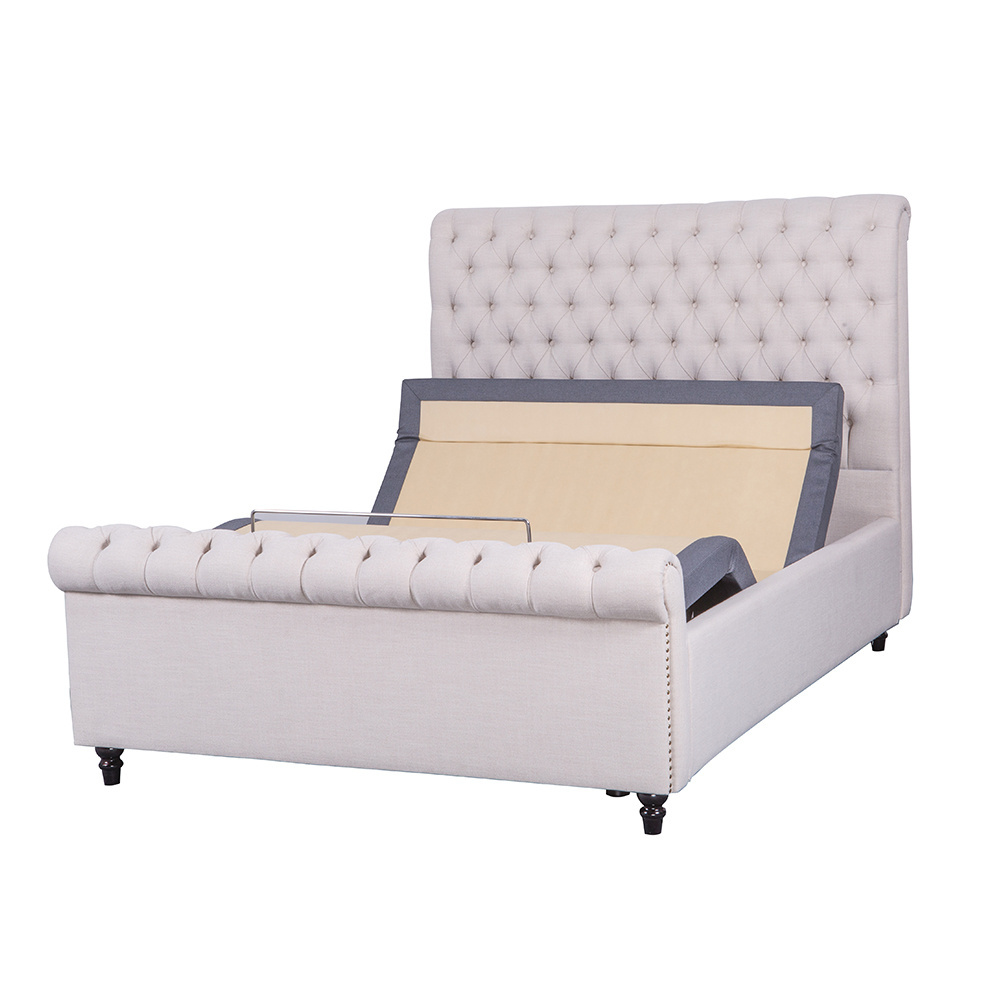 OEM leather storage bed high quality fabric upholstered bed for home setting folding design bed frame