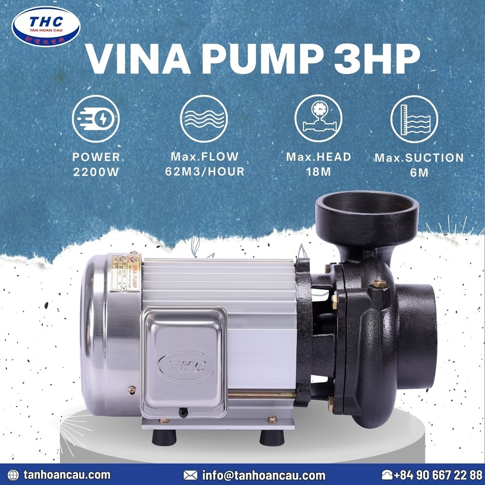 2200W 3HP 100% Copper Wire Motor 2 Years Warranty Electric Vacuum Pump Structure Vina Pump High Flow Water Pump 3HP