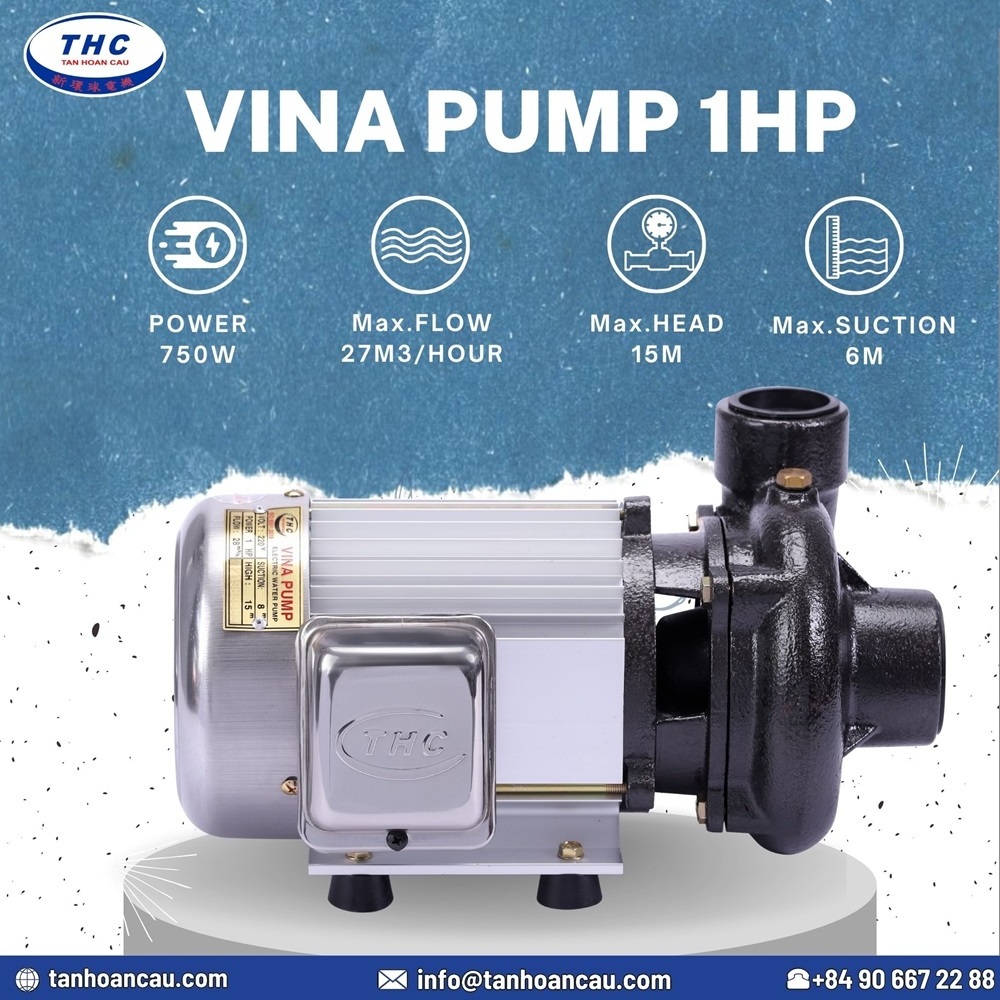 Best Selling Durable Using Electric Vacuum Pump Structure Vina Pump High Flow Water Pump 1HP With 2 Years Warranty