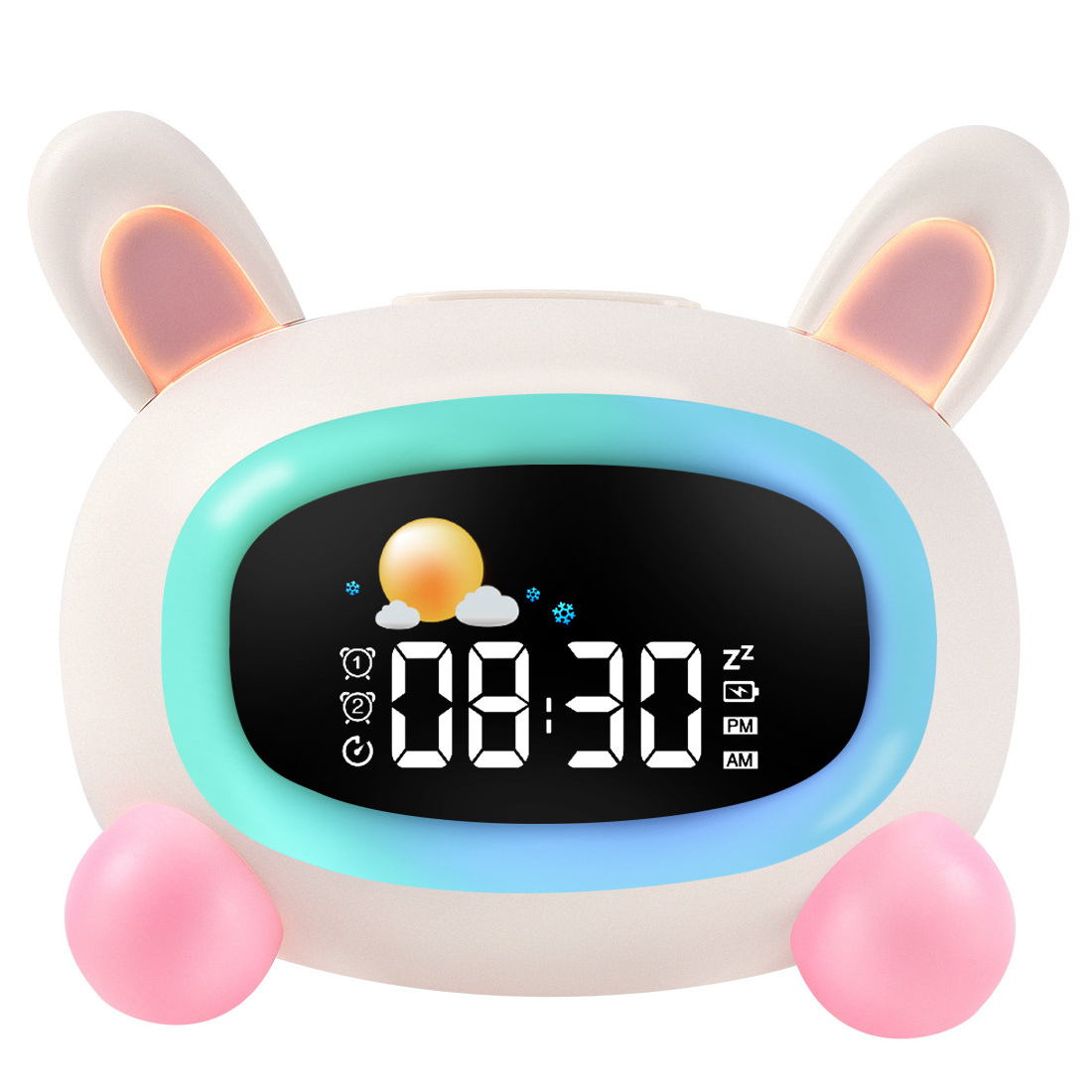 Small Lamp led digital travel simple rabbit kids alarm clock desk multifunctional night Lights decor moon for children