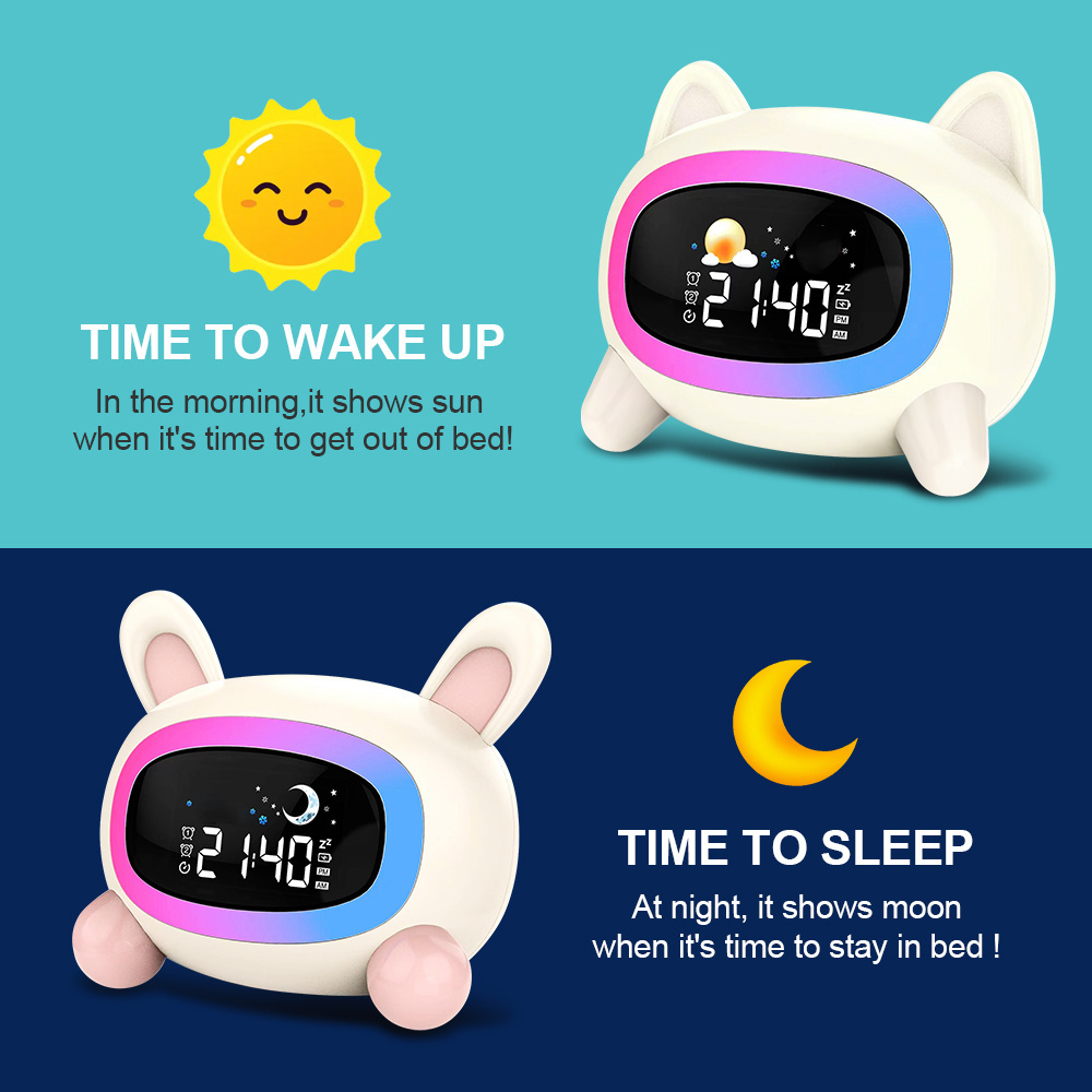 2022 wholesale modern LED night wake up LIGHT lamp digital table clock desk factory sleep trainer alarm clocks charging for kids