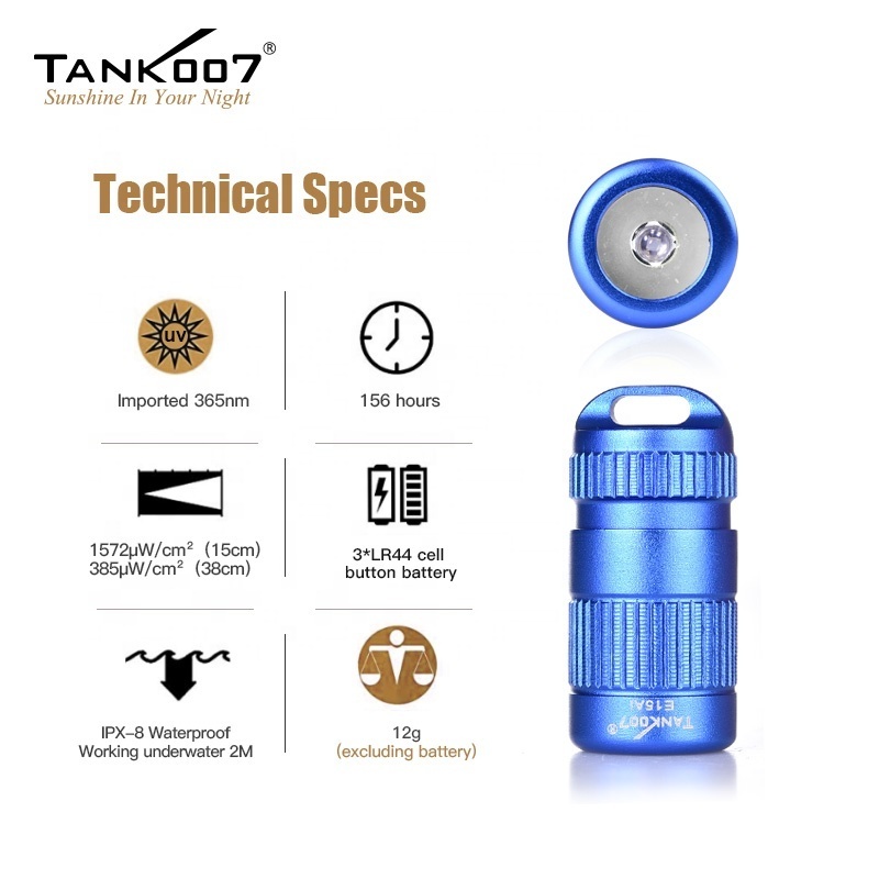 Tank007 OEM 365nm black light fluorescence detection torch pocket uv curing lamp keychain flashlight LED mini uv flashlight