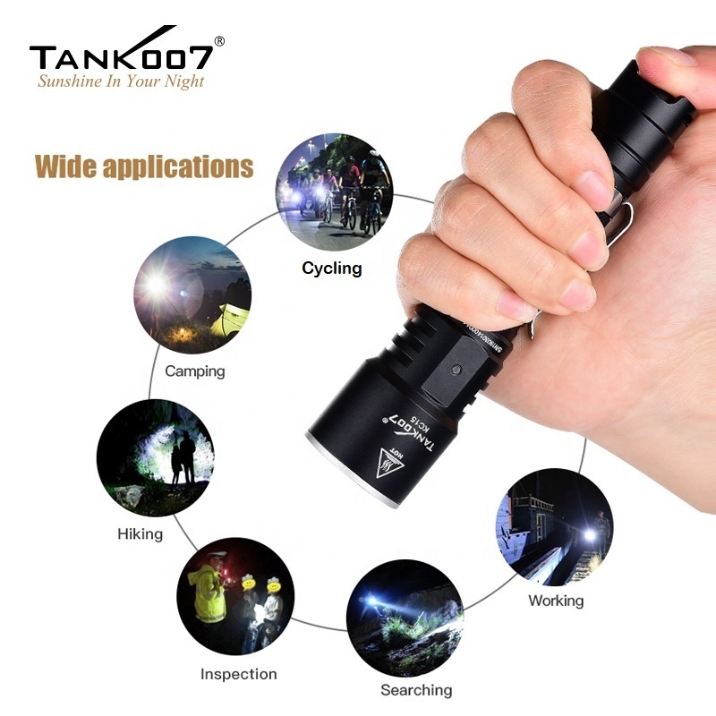 Tank007 flash light powerful rechargeable battery high power torch LED 1000 lumen tactical flashlight