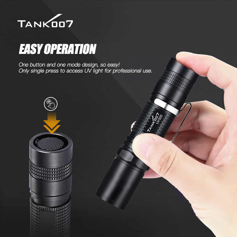 TANK007 rechargeable UV Flashlight 365nm BlackLight Flashlight LED ultraviolet torch fluorescent detection flashlight lanterna