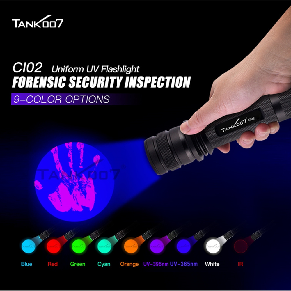 Tank007 forensic 365nm uv uniform light CSI torch flash light led blue light flashlight