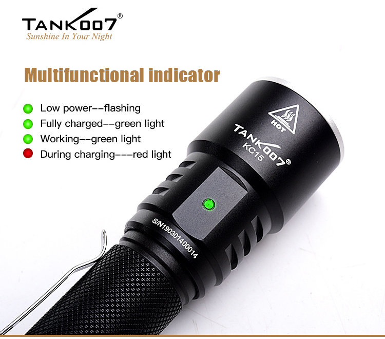 Tank007 Customized USB Waterproof Torch Light OEM ODM Super Bright Torchlight Tactical Flashlight Rechargeable LED Torch