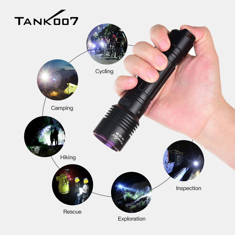 Tank007 treasures search torch Dual LED flashlight uv lamp 365nm black light refrigerant leaks linterna uv detection flashlight