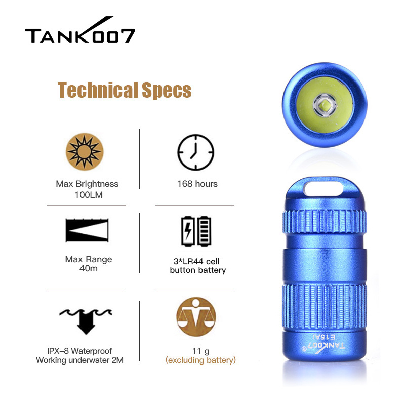 Tank007 E15 Ai hot selling led torch small size flashlight waterproof mini keychain flashlight