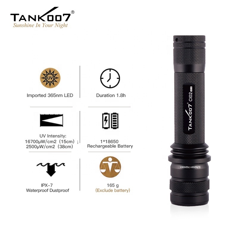 Tank007 forensic 365nm uniform light CSI torchlight even blacklight torch 365 nm multi wavelength LED UV flashlight