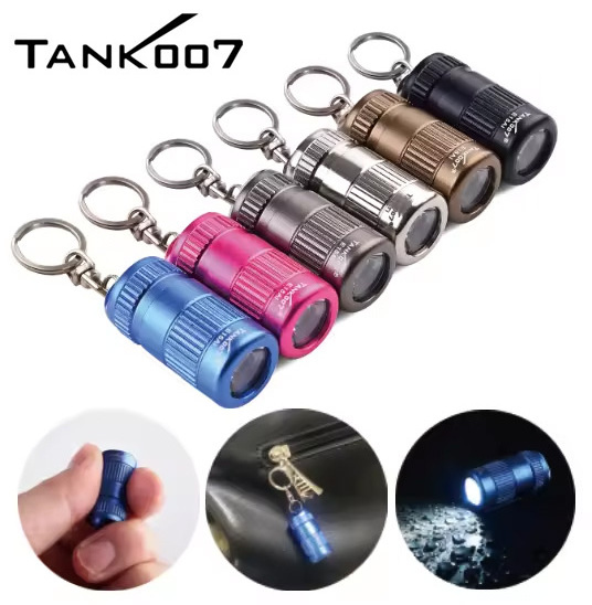 Tank007 aluminum torcia custom logo EDC flash light powerful mini torch keychain pocket lanterna led keychain flashlight