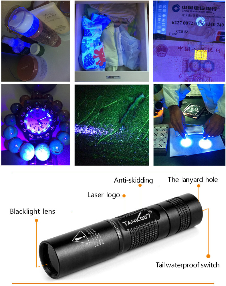 Tank007 High Power Japan 1W 395nm uv led flashlight