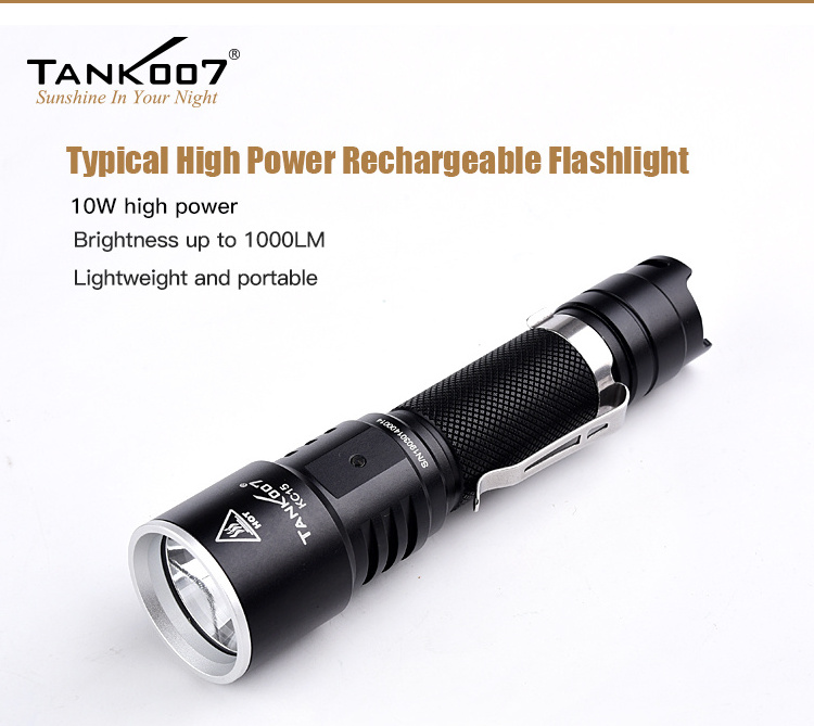 Tank007 Customized USB Waterproof Torch Light OEM ODM Super Bright Torchlight Tactical Flashlight Rechargeable LED Torch