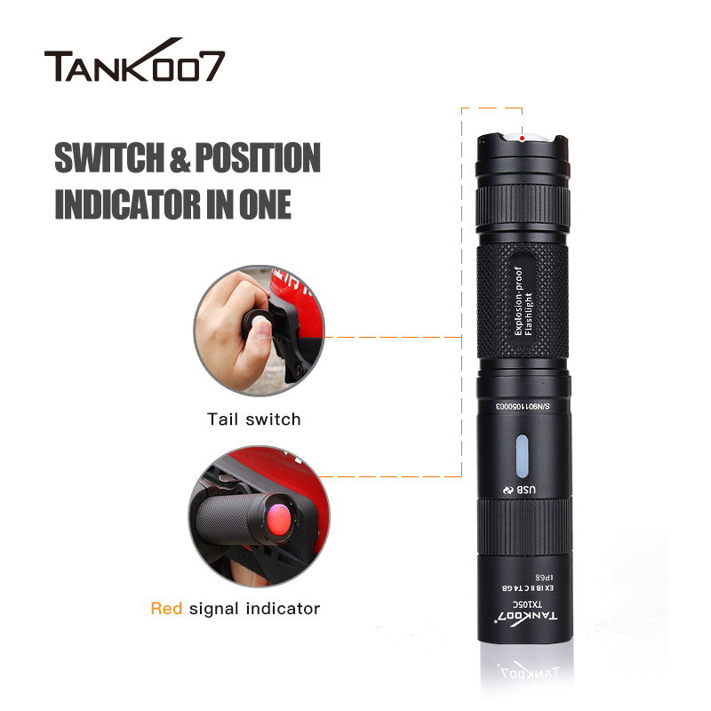 Tank007 TX105 high quality helmet light  Explosion-proof flashlight USB rechargeable led torch