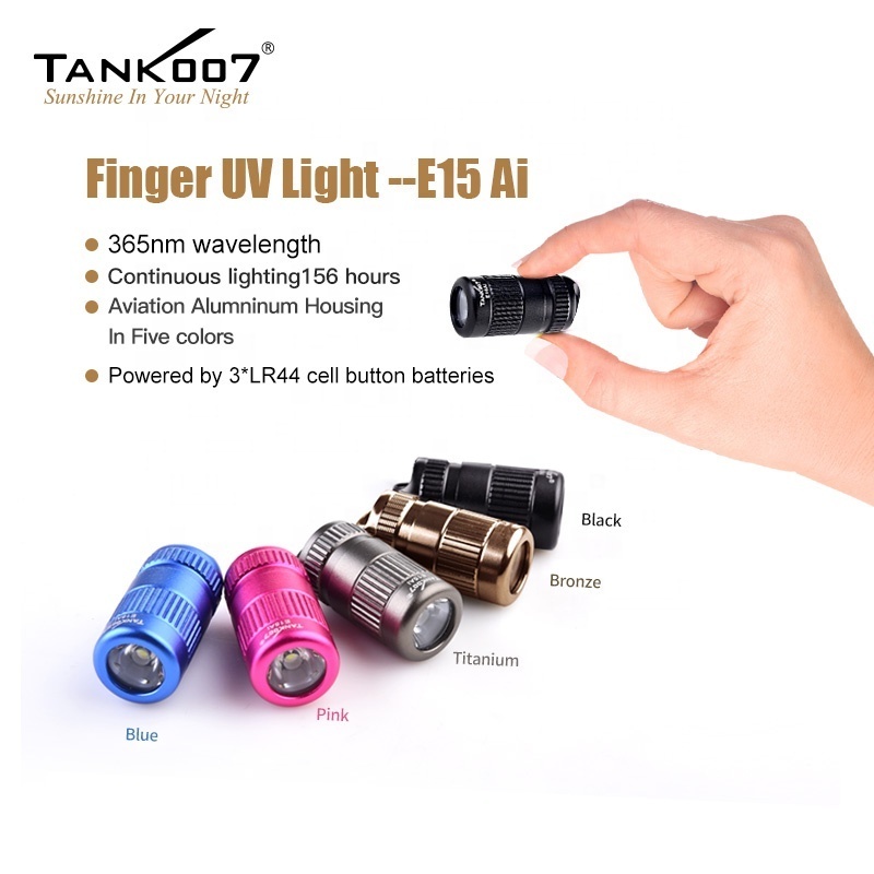 Tank007 OEM 365nm black light fluorescence detection torch pocket uv curing lamp keychain flashlight LED mini uv flashlight