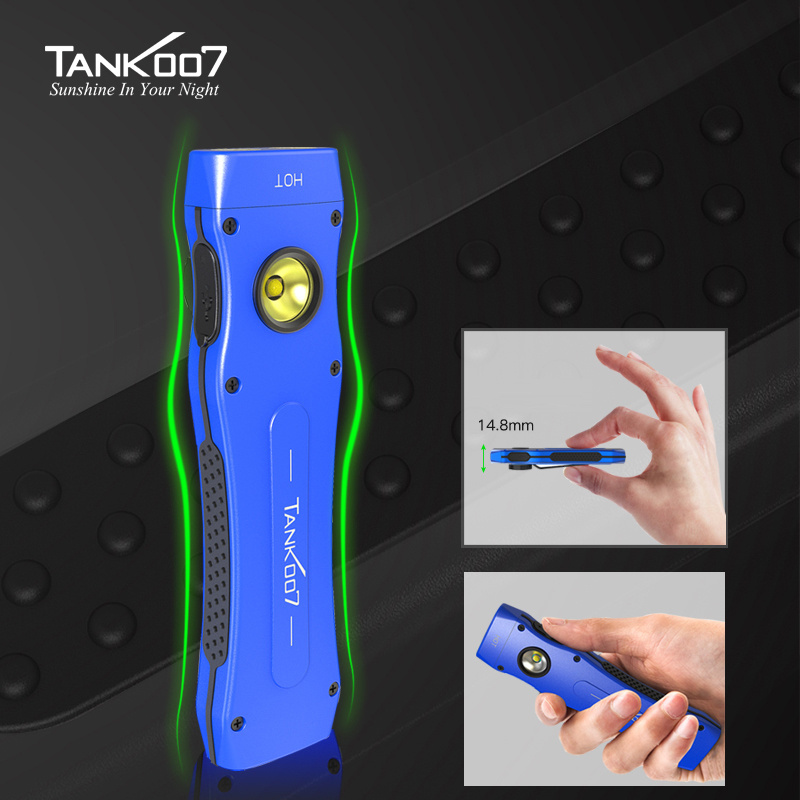 Tank007 High power Rechargeable SLIM Working Light Side Adjustable Clip Magnetic Base LED Pocket Flashlight