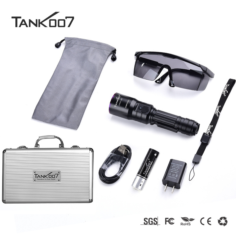 TANK007 Long distance NDT inspection torch refrigerant leak detection blacklight flashlight 365nm Lanterna Led uv flashlight