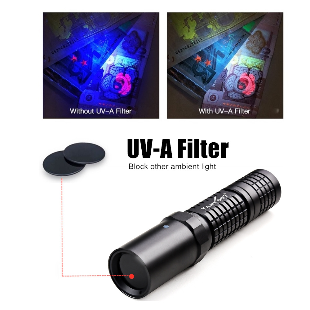 Fluorescence detection UV lamp 365nm UVA light torch for NDT curing pest control UV flashlight