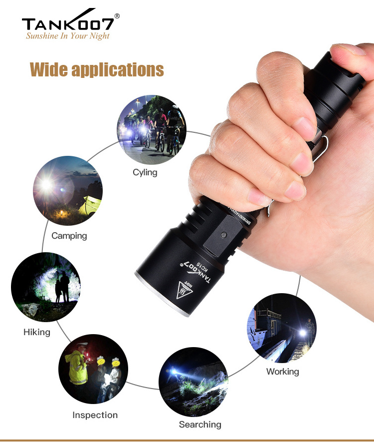 Tank007 Customized USB Waterproof Torch Light OEM ODM Super Bright Torchlight Tactical Flashlight Rechargeable LED Torch