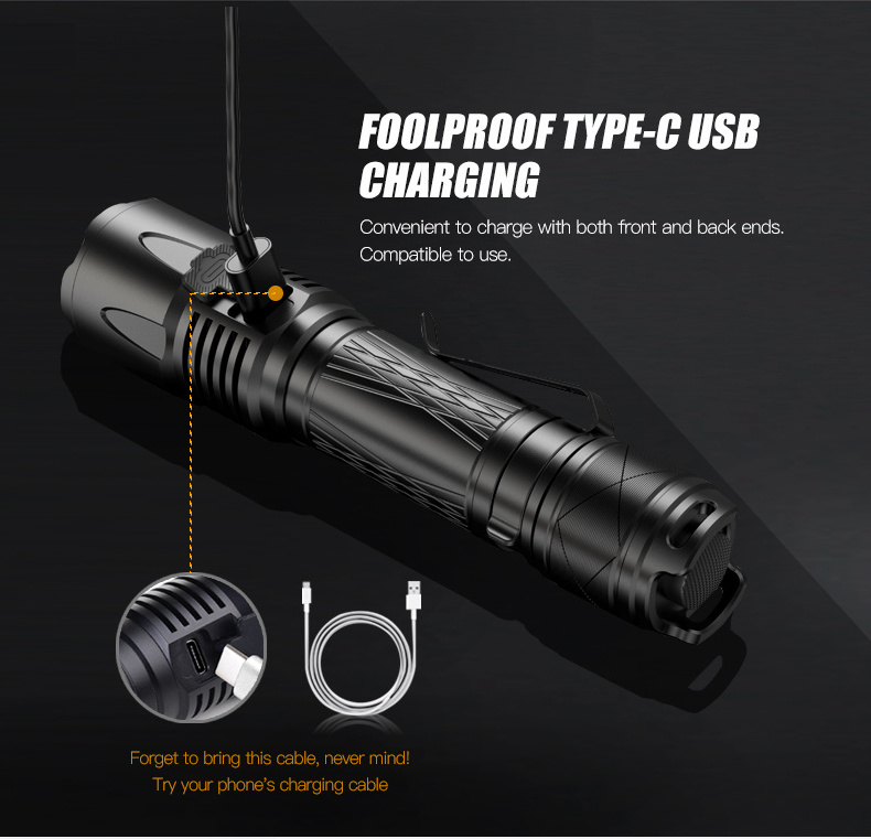 Tank007 high power USB rechargeable torch light 18650 long range hunting LED tactical flashlight