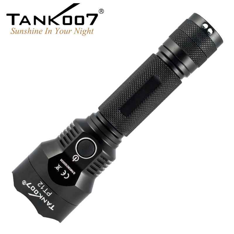 Tank007 PT12 Customized best waterproof tactical 800 lumen led torch 18650 tactical flashlight with sharp safety hammer