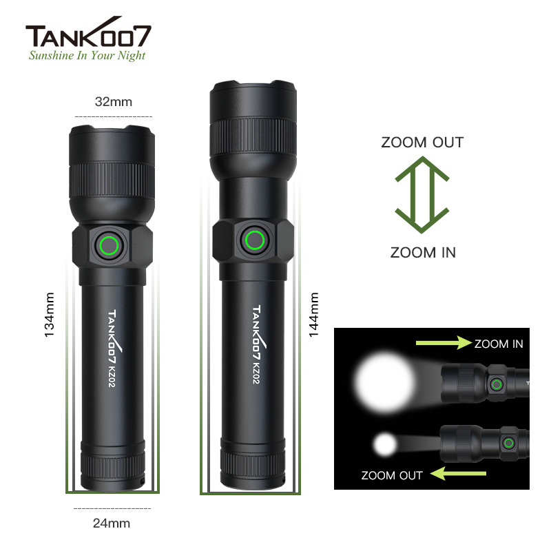 TANK007 high power Led Torch Tactical Telescoping Rechargeable Super Bright Flashlight 1000 Lumens Waterproof Linterna