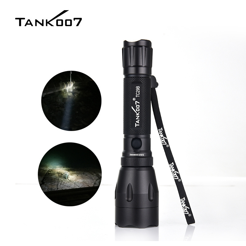 Tank007 TC29B powerful 800 Lumens 3.7v rechargeable long focus torch flashlight