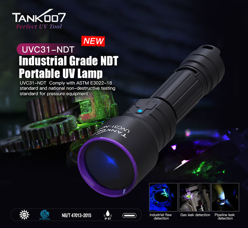 Tank007 industry torch non-destructive testing lantern 365nm uv flashlight NDT ultraviolet Flashlight BlackLight LED torch