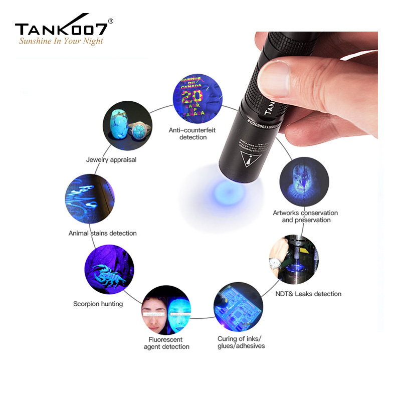 Tank007 TK566 black OEM 365nm torches portable blacklight torchlight 365 flashlights torch light led UV flashlight