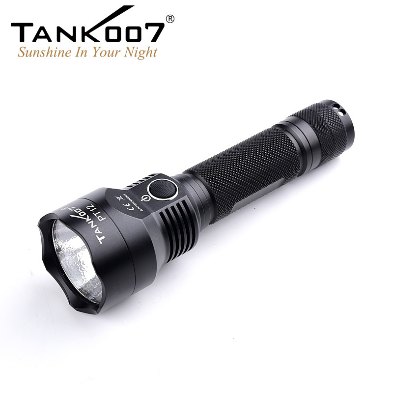 Tank007 PT12 Customized best waterproof tactical 800 lumen led torch 18650 tactical flashlight with sharp safety hammer